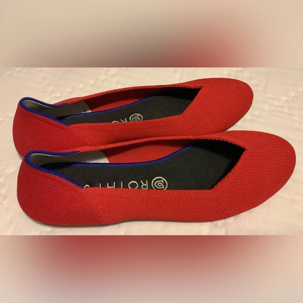 Rothys Flat Red Textile Ballet Shoes Size 9.5 - Picture 3 of 8
